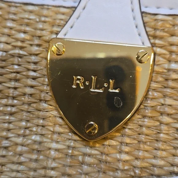 Lauren Ralph Lauren Vintage White/Tan Straw-like Shoulder Bag - Picture 2 of 16